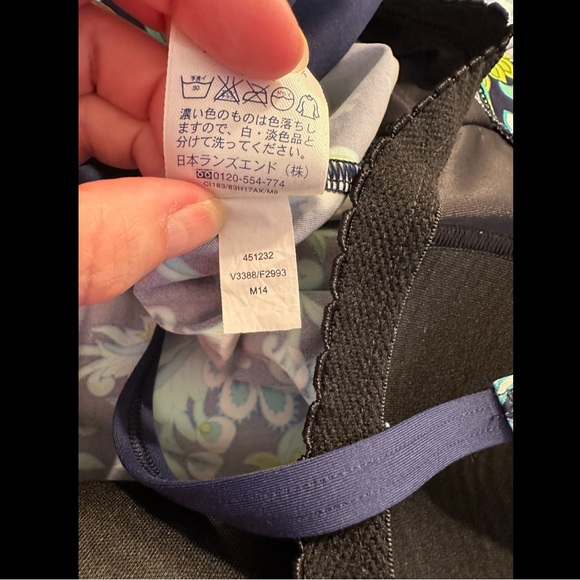 LANDS END Tankini Beach Living Floral Paisley Blue Turquoise Padded Blouson Top - Picture 8 of 9